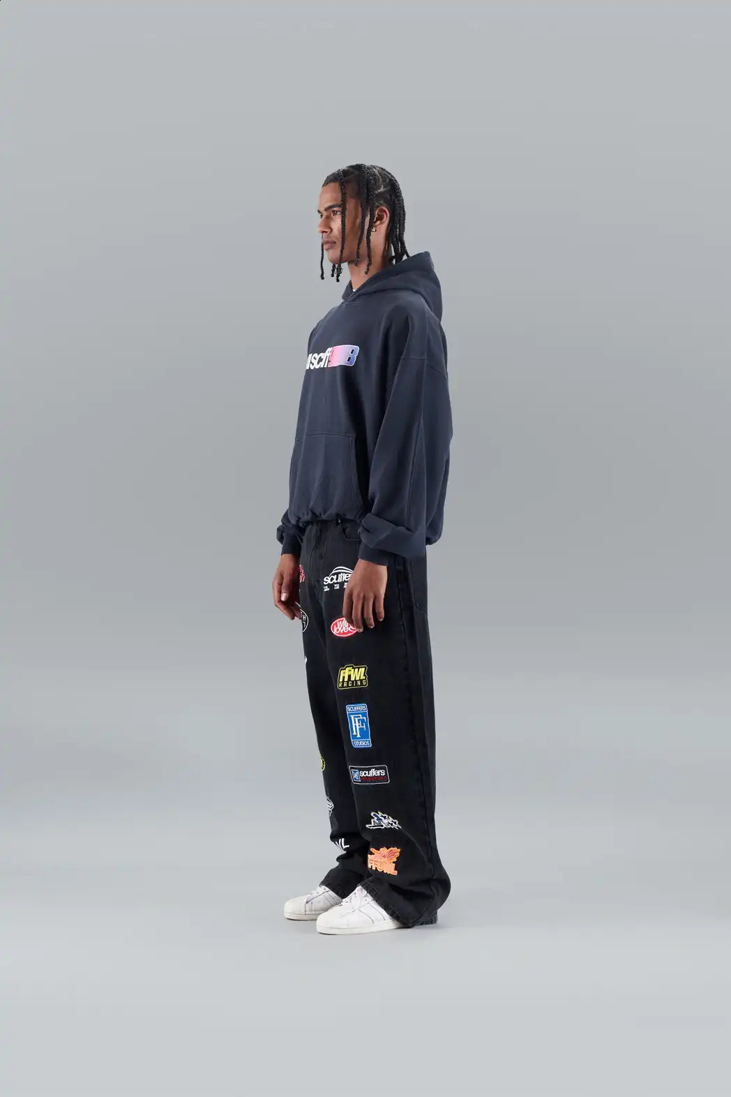 Hiphop cargo jeans embroidery baggy y2k skateboard pants men black jeans harajuku high waist wide leg jeans straight leg pants 240824
