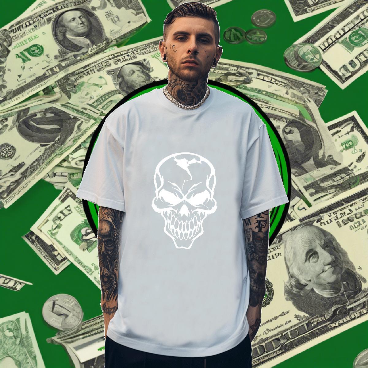 Cool Men T Shirts 230g Pure Cotton skull Beach DIY Anime Breathable Tshirt for Man Woman Designer Fashion Clothes