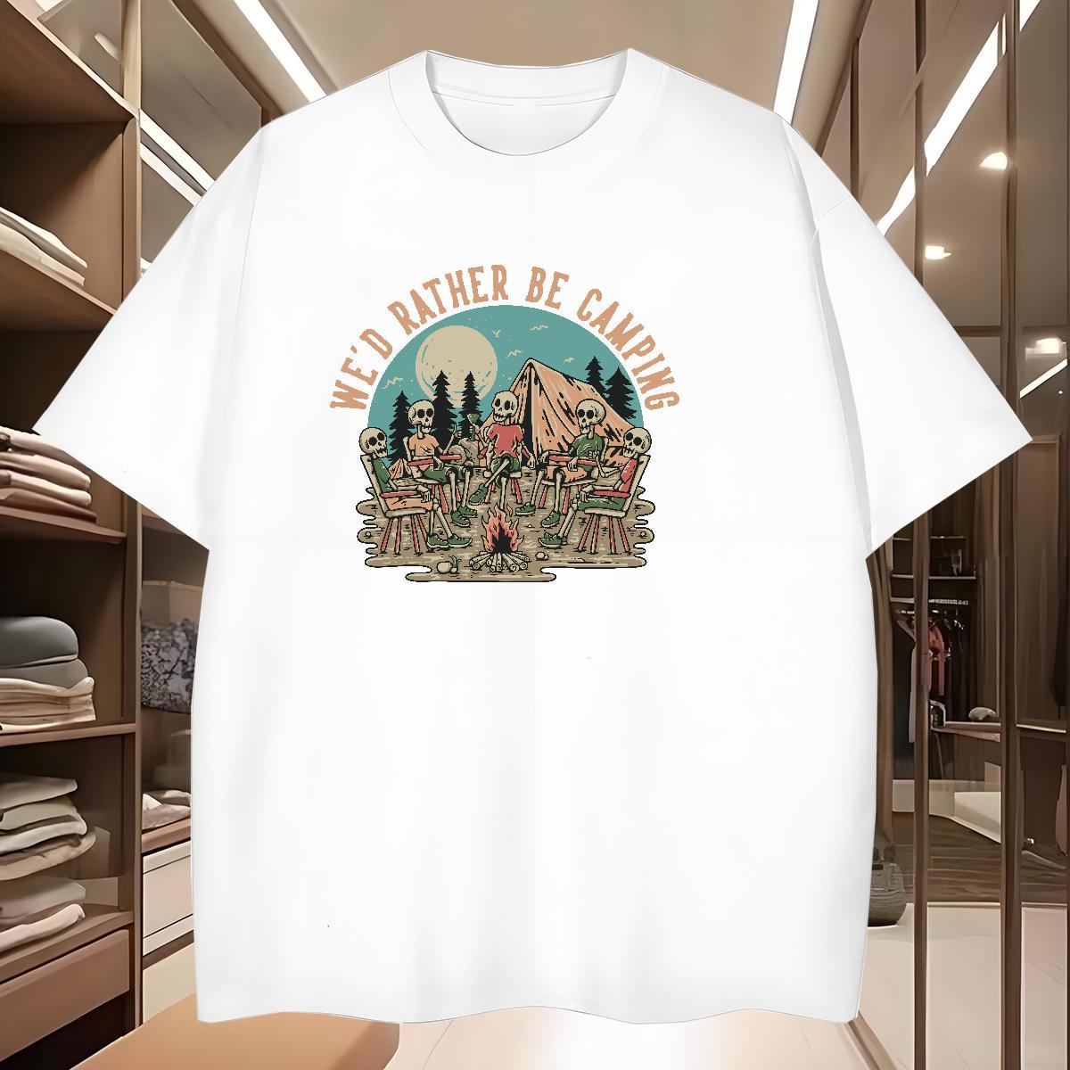 Loose T-Shirts 230g Cotton skull Casual Beach Asian Size Breathable Crew Neck Tshirt for Man Woman Stylist Clothes