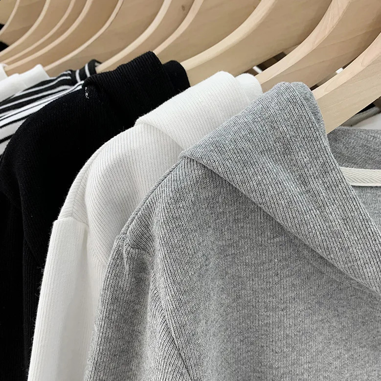 Harajuku Fashion Double Zipper Gray Long Sleeved Hoodies Women Sexy Personalized Sweatshirt Hoodie Gym Sports Coat Short Tops 240824