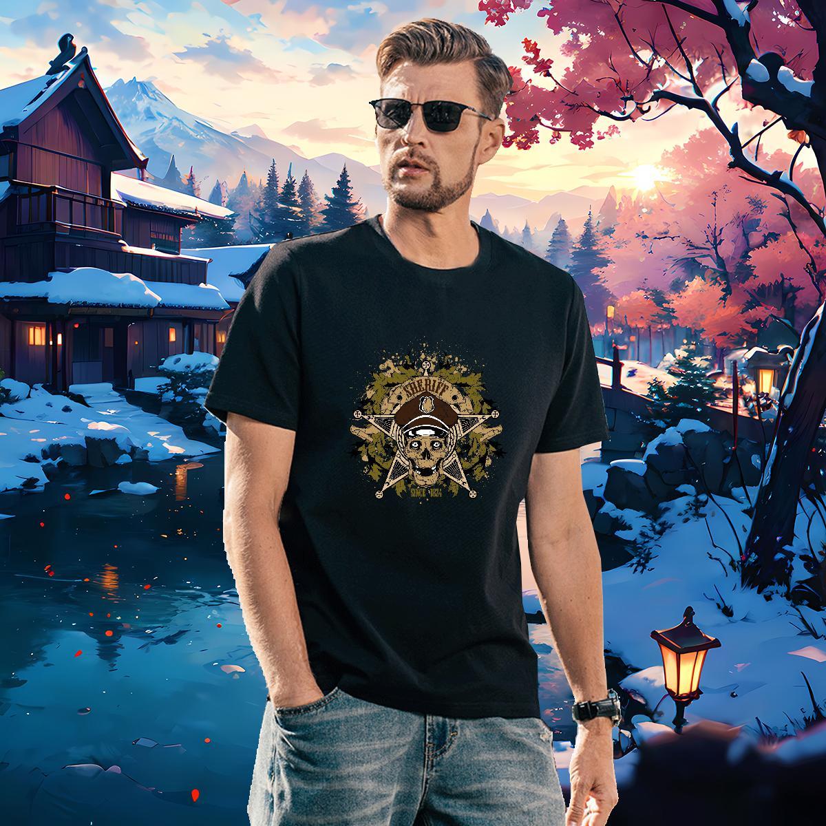 Wholesale Mens T Shirts 230g Pure Cotton skull High Street Hip Hop Floral Print O-Neck Short Sleeve Tshirt for Man Woman Classic Casual Clothes