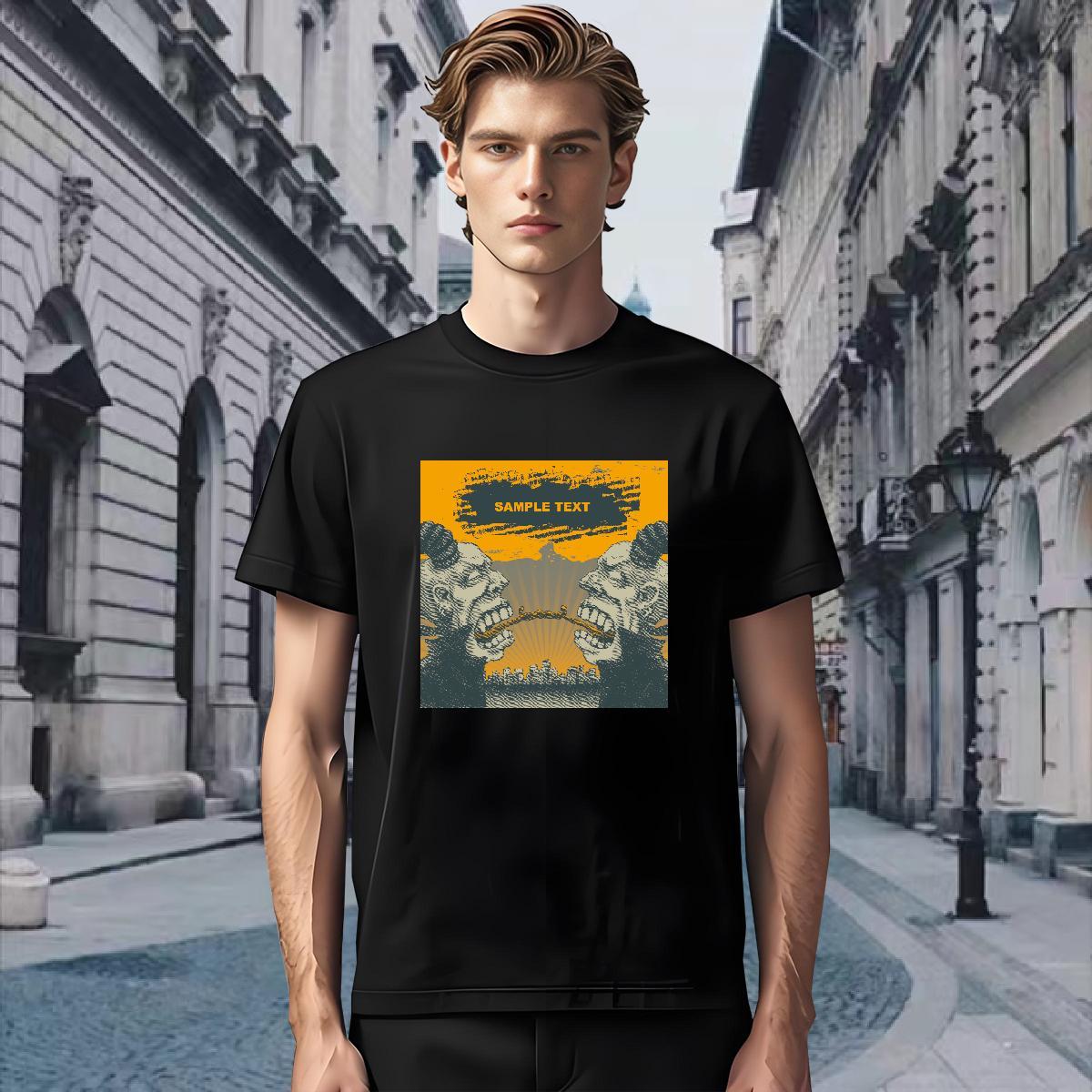 Popular T-Shirts for Men 230g Cotton skull Outdoor DIY Breathable Short Sleeve Men Clothes T-Shirt Brand Polos