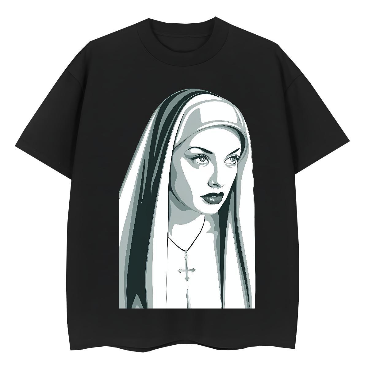 Brand Woman Tshirt 100% Cotton 230g nun Outdoor T-Shirts Comfortable Custom Cartoon Tshirts