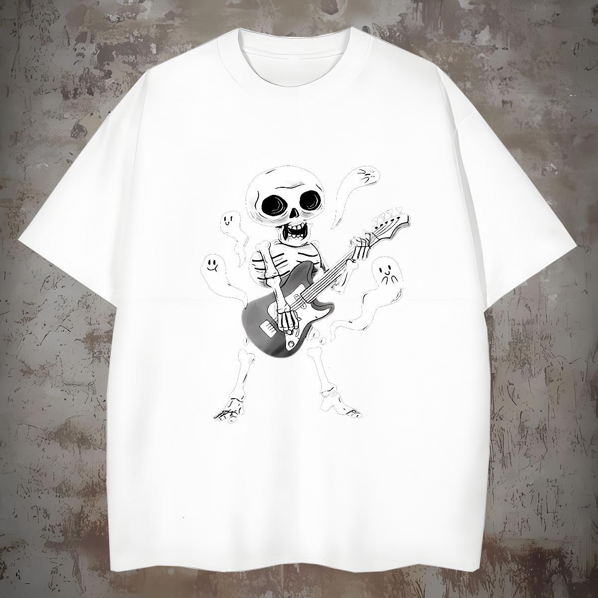 Classic T Shirt For Man 100% Cotton 230g skull Hip Hop Street Anime Breathable Short Sleeve Couples T Shirts 2024 Summer Clothes