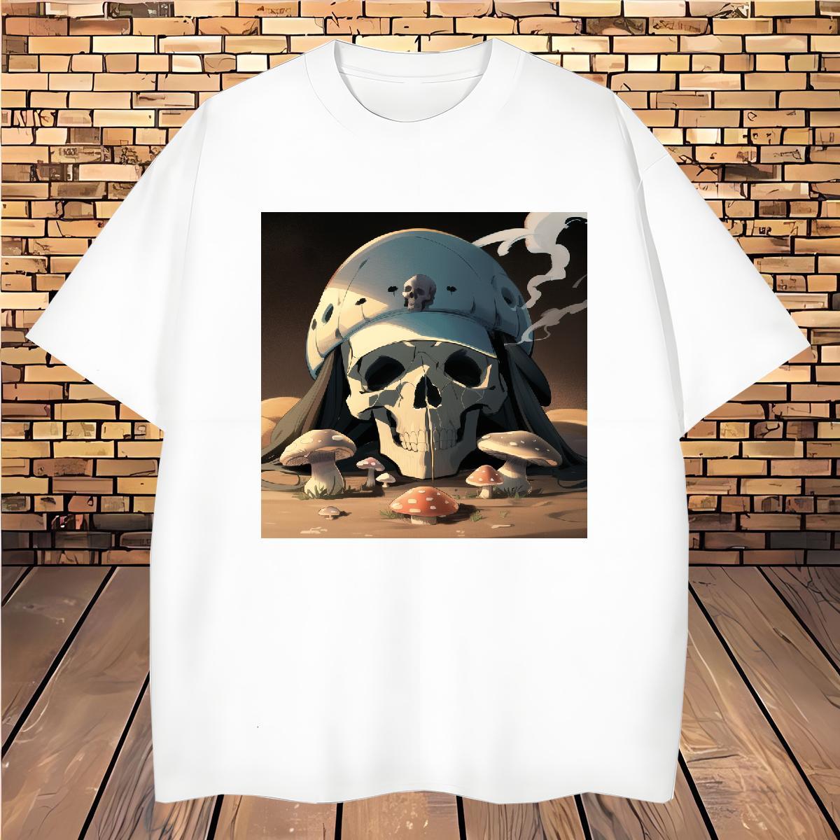 Wholesale T shirt 230g Cotton skull Street wear Hip Hop Black Oversized Breathable Short Sleeve Couples T Shirts Fashion Top Tees