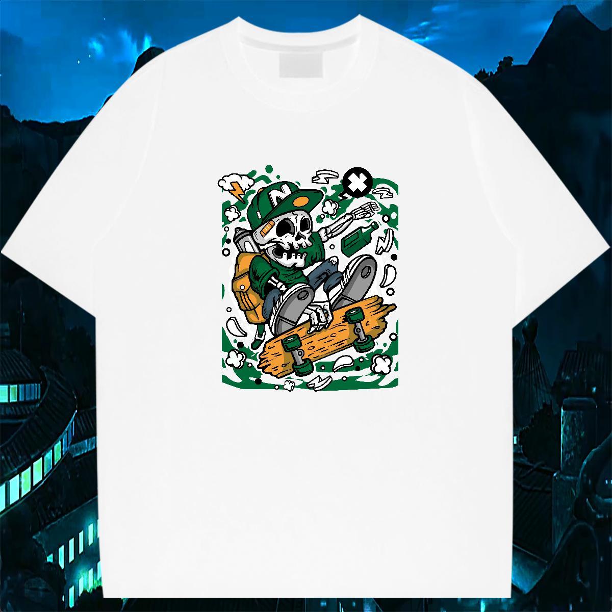 Classic T-Shirts for Men 230g Cotton skull Daily Outfit Custom Cartoon Pure Cotton Couples T Shirts New Designer Wear