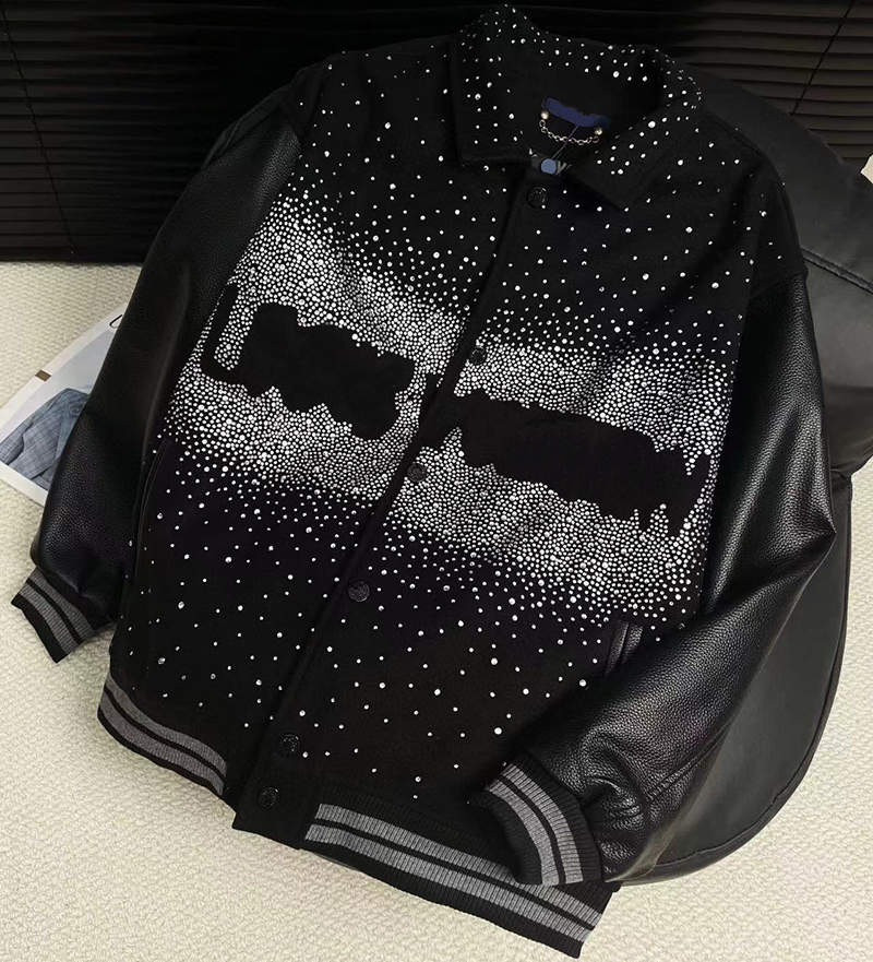 25SS Men Jacket Flocking Leather Sleeves Baseball Coat Uniform Single Breasted Warm Jackets Varsity Coats Designer Jacket L8874