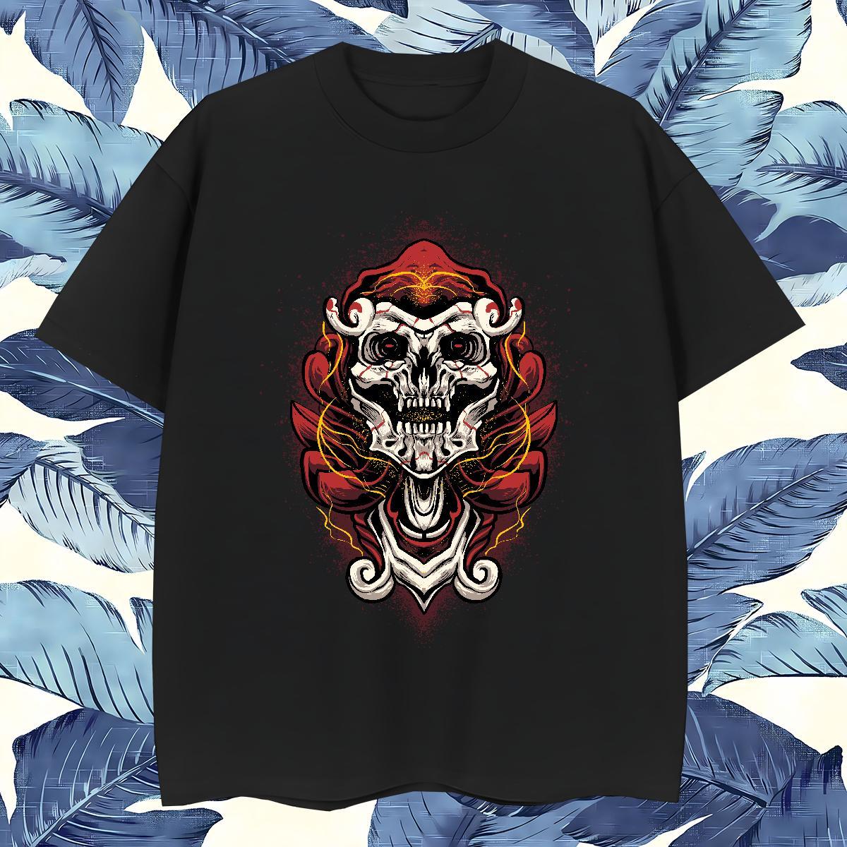 Free Shipping T-Shirts 230g 100% Cotton skull Daily Wear Asian Size Breathable Crew Neck Mens Tshirts DIY Polos