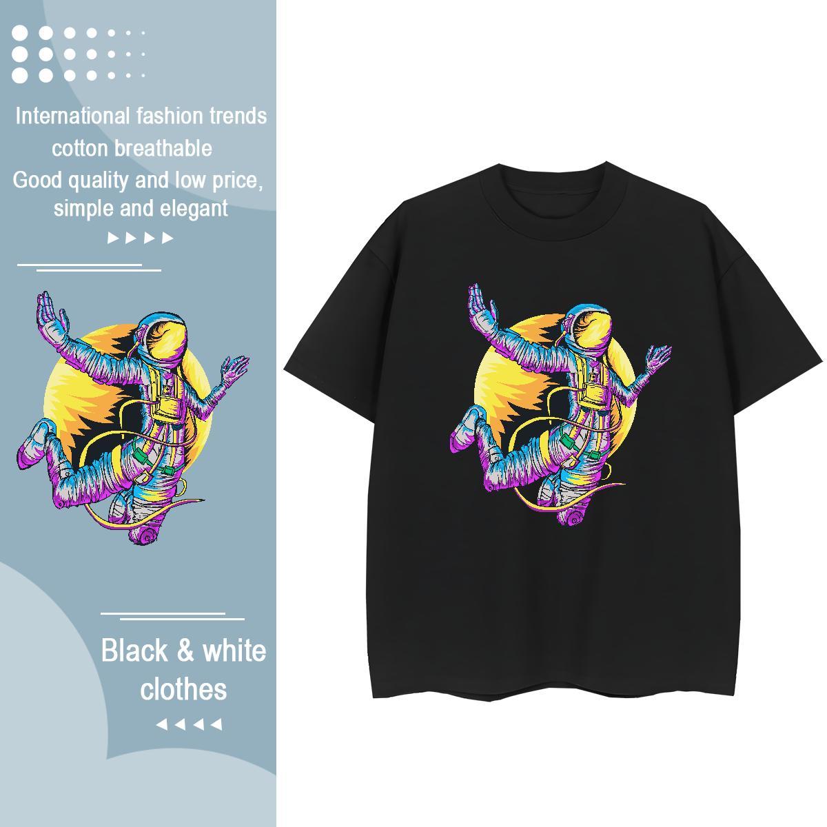 Designer Tshirt for Man Woman 230g 100% Cotton cosmonaut Daily Outfit Womens T Shirts Round Neck Short Sleeve Skull Tee Shirt