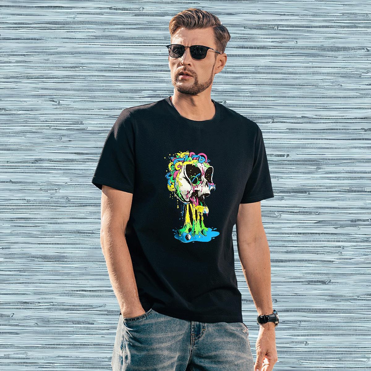 Designer T shirt 230g Cotton skull Beach Asian Size Breathable Soft Mens Tshirts 2024 New Wear