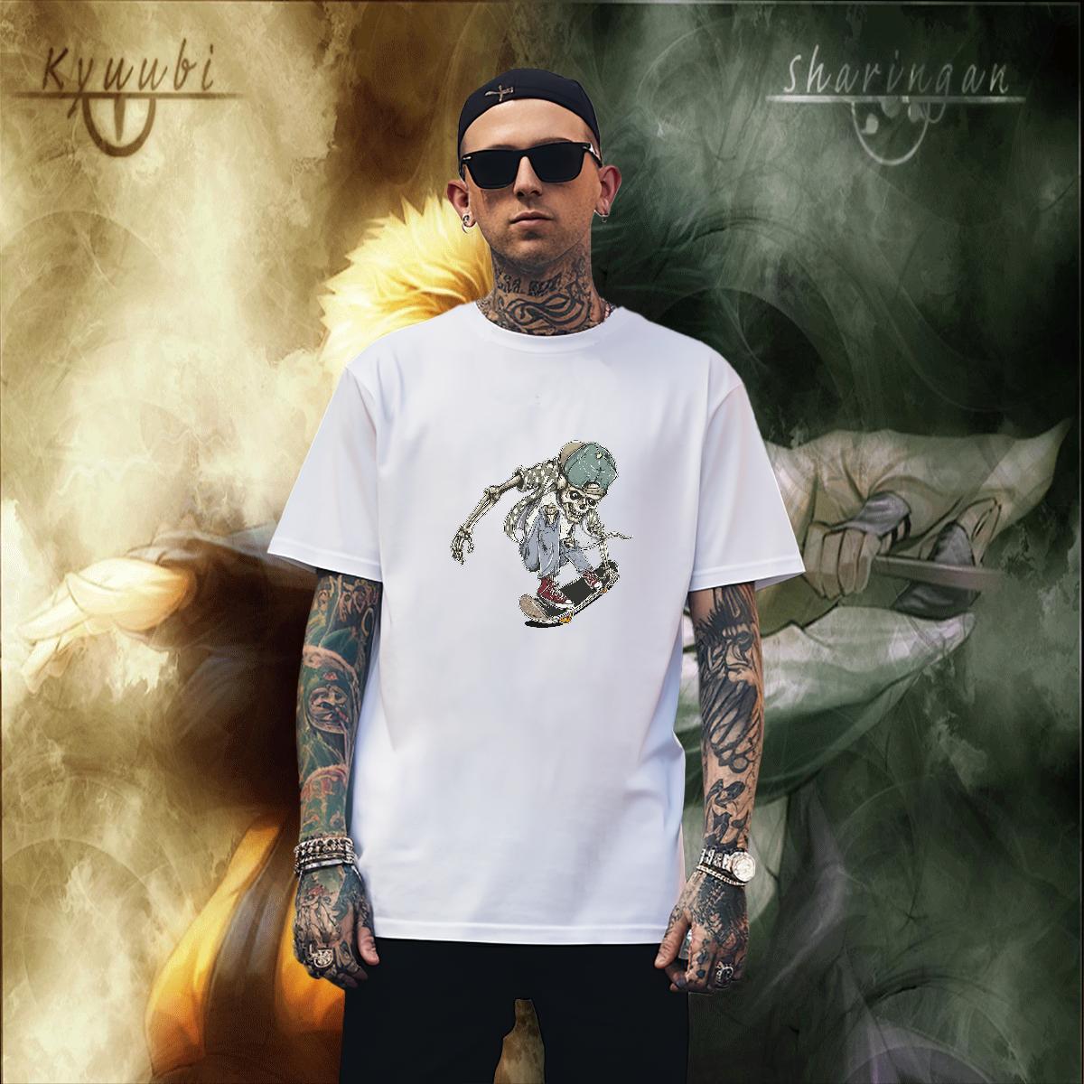 Free Shipping Man T Shirts 230g 100% Cotton skull Casual Beach Custom Big Size Crew Neck Men Tees 2024 Summer Tees Shirts