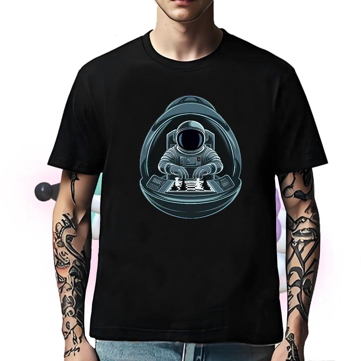 Popular Man T Shirts 230g Pure Cotton spaceman Casual Custom Cartoon Short Sleeve O-Neck Men Tshirts DIY Tops
