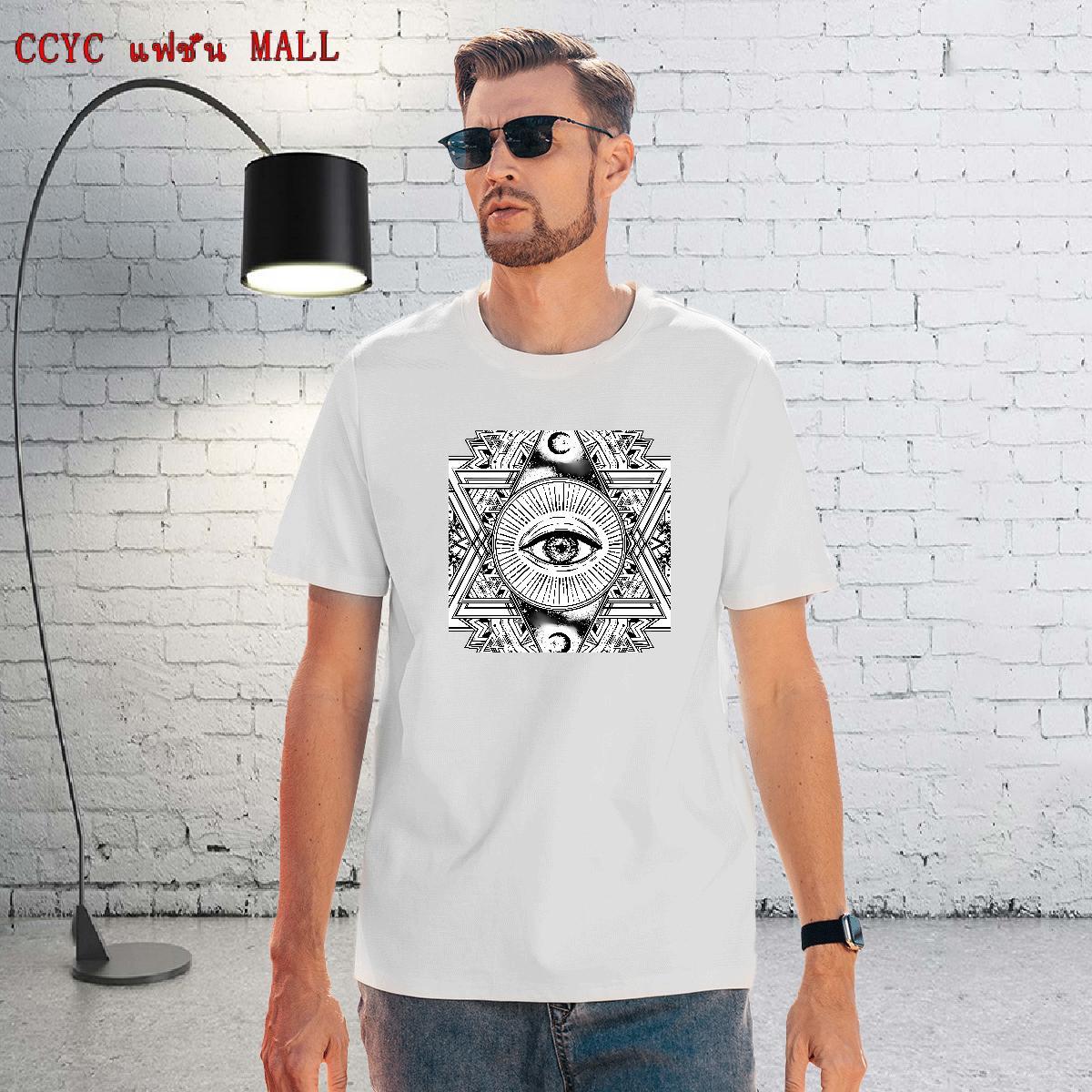 Loose Fit Man T Shirts 230g Pure Cotton eye of the devil Sports Casual DIY O Neck Short Sleeves Tshirts New Arrival Tops Tees