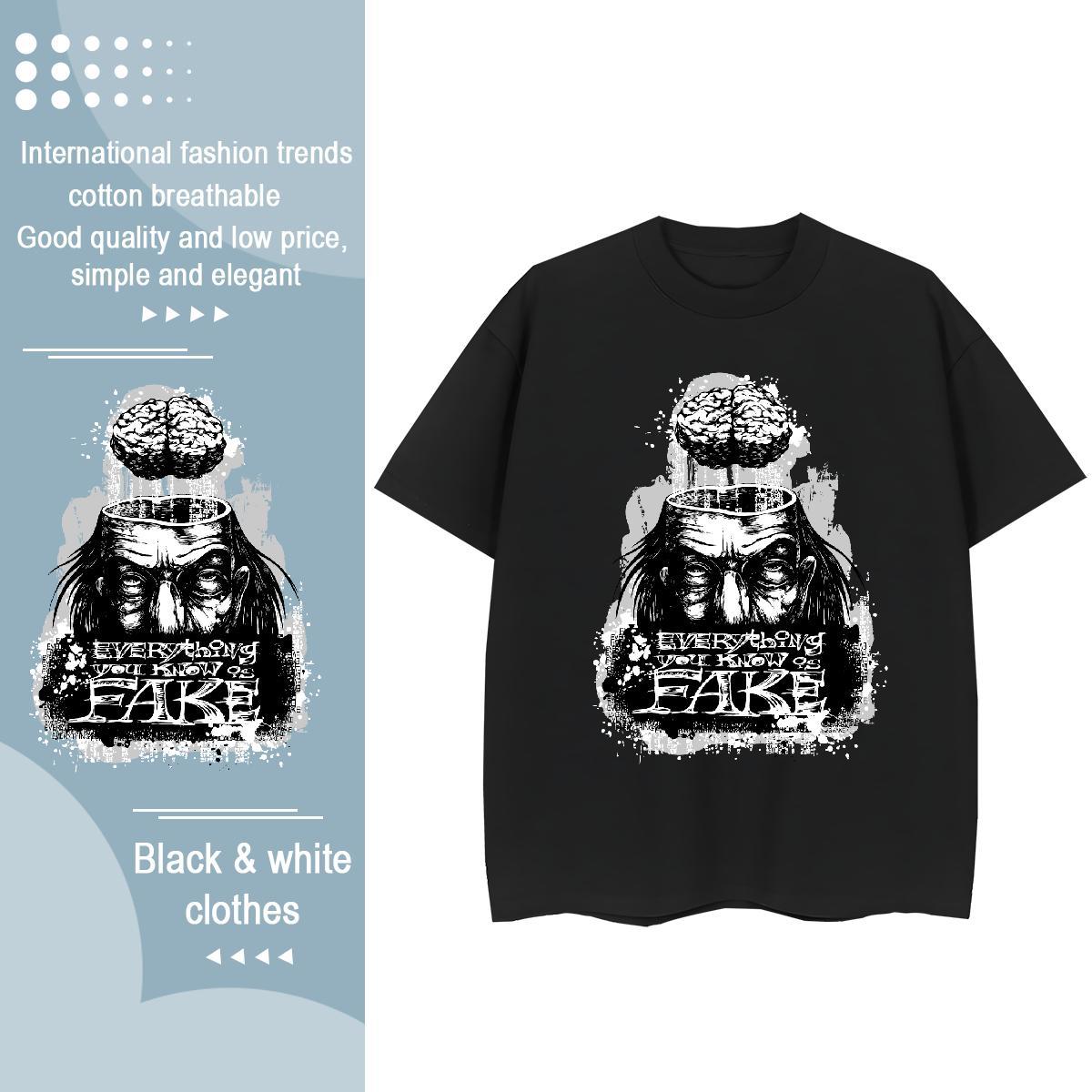 Popular Couples T Shirts 100% Cotton 230g scary Street Casual Woman T Shirts Crew Neck Custom Print Oversized Clothes