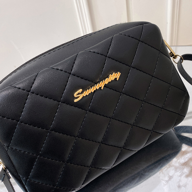 Shoulder bag embroidered diamond grid small square bag