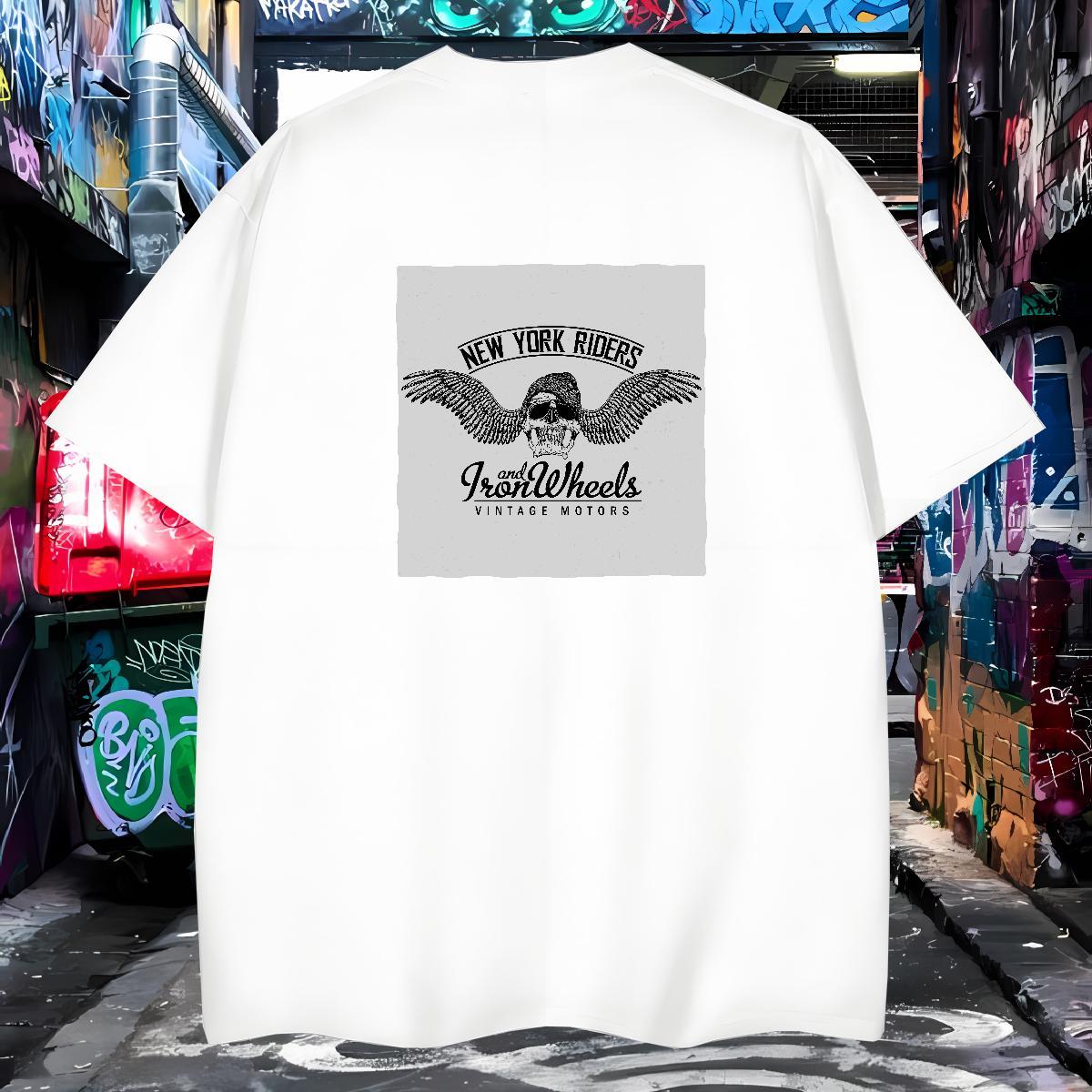 Unisex T Shirt For Man 230g 100% Cotton skull Spring Summer Plus Size Custom Short Sleeve O-Neck Men Tops Tees Classic Casual Clothes