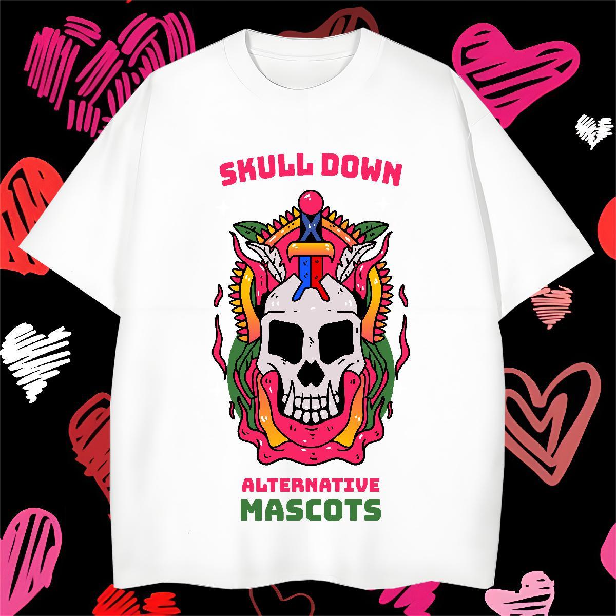 Designer T Shirt For Man 230g Pure Cotton skull Street Casual Black Oversized O-Neck Short Sleeve Tshirts Custom Tee Shirt