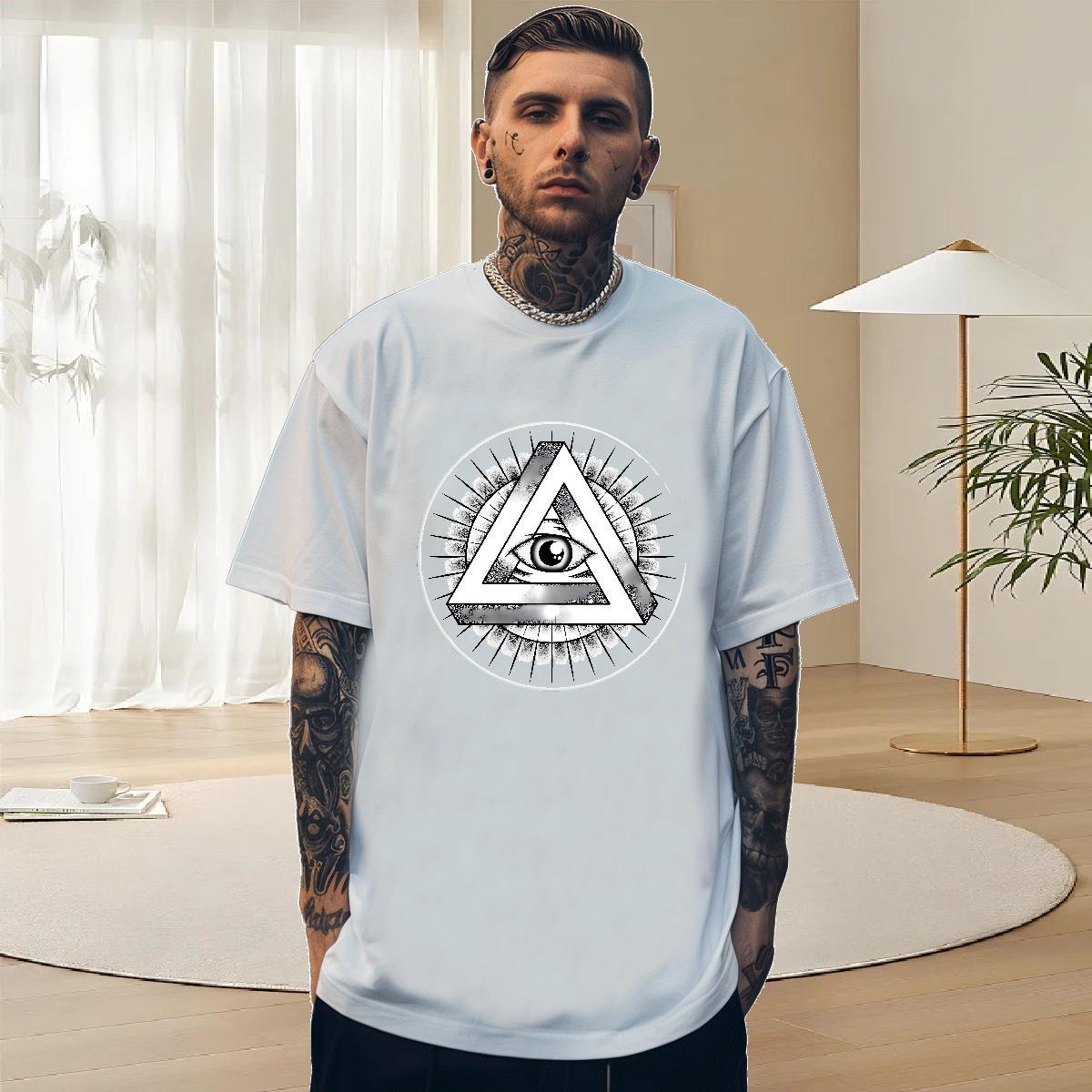 Designer Men T Shirts 230g Pure Cotton eye of the devil Beach Custom Print Oversized Short Sleeve O-Neck Mens Tshirts 2024 DIY Polos