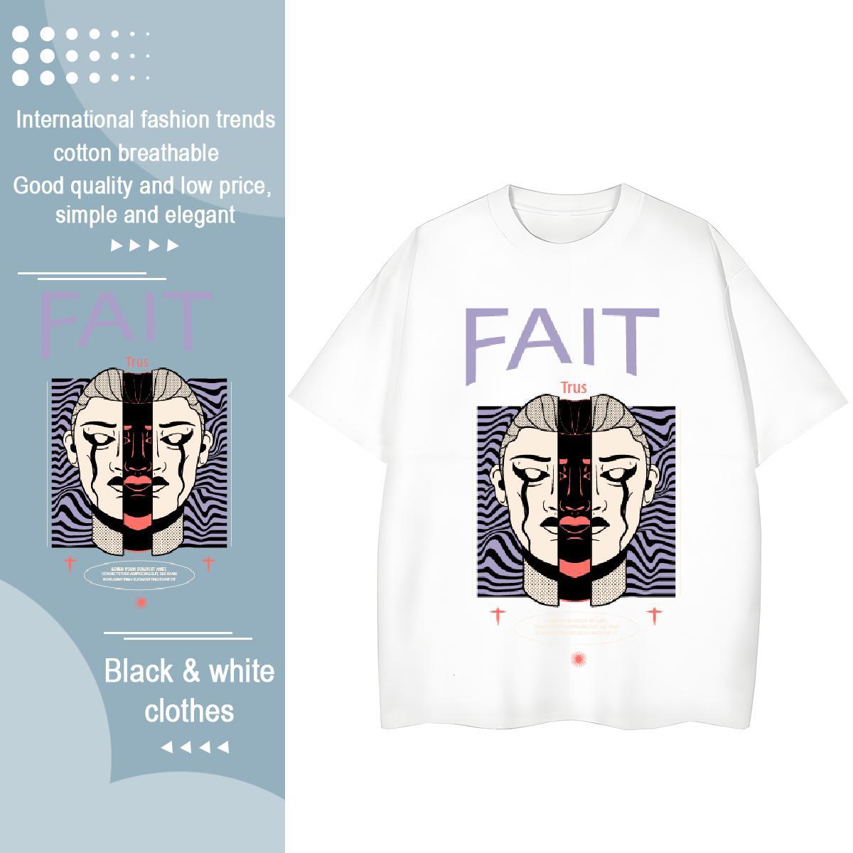 Soft Unisex Tshirts 230g Cotton Western style Sports Casual T Shirt For Woman Comfortable Anime Print Polos