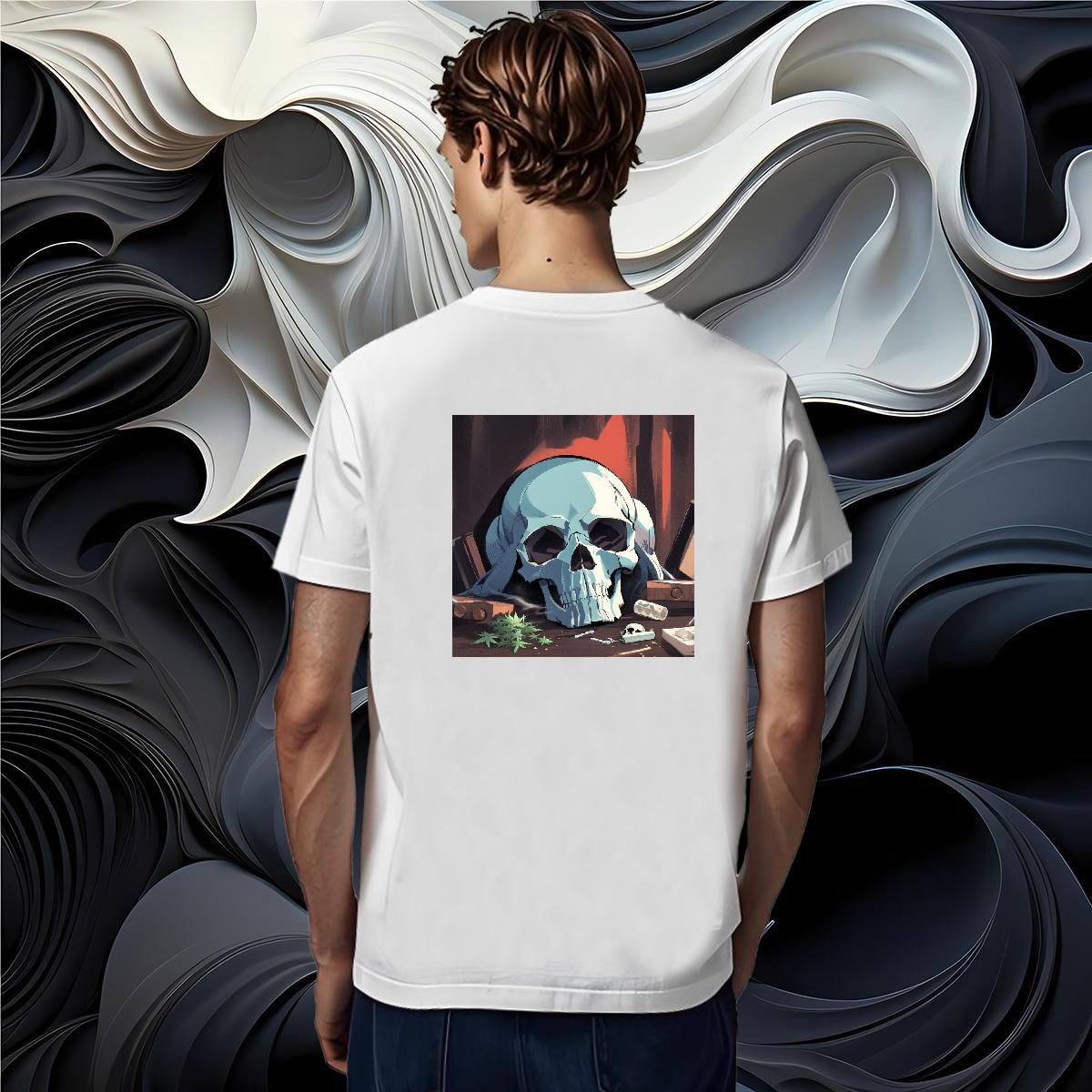 Wholesale Man T Shirts 230g Cotton skull Street Casual Floral Print Breathable Short Sleeve Tshirts Custom Top Tees