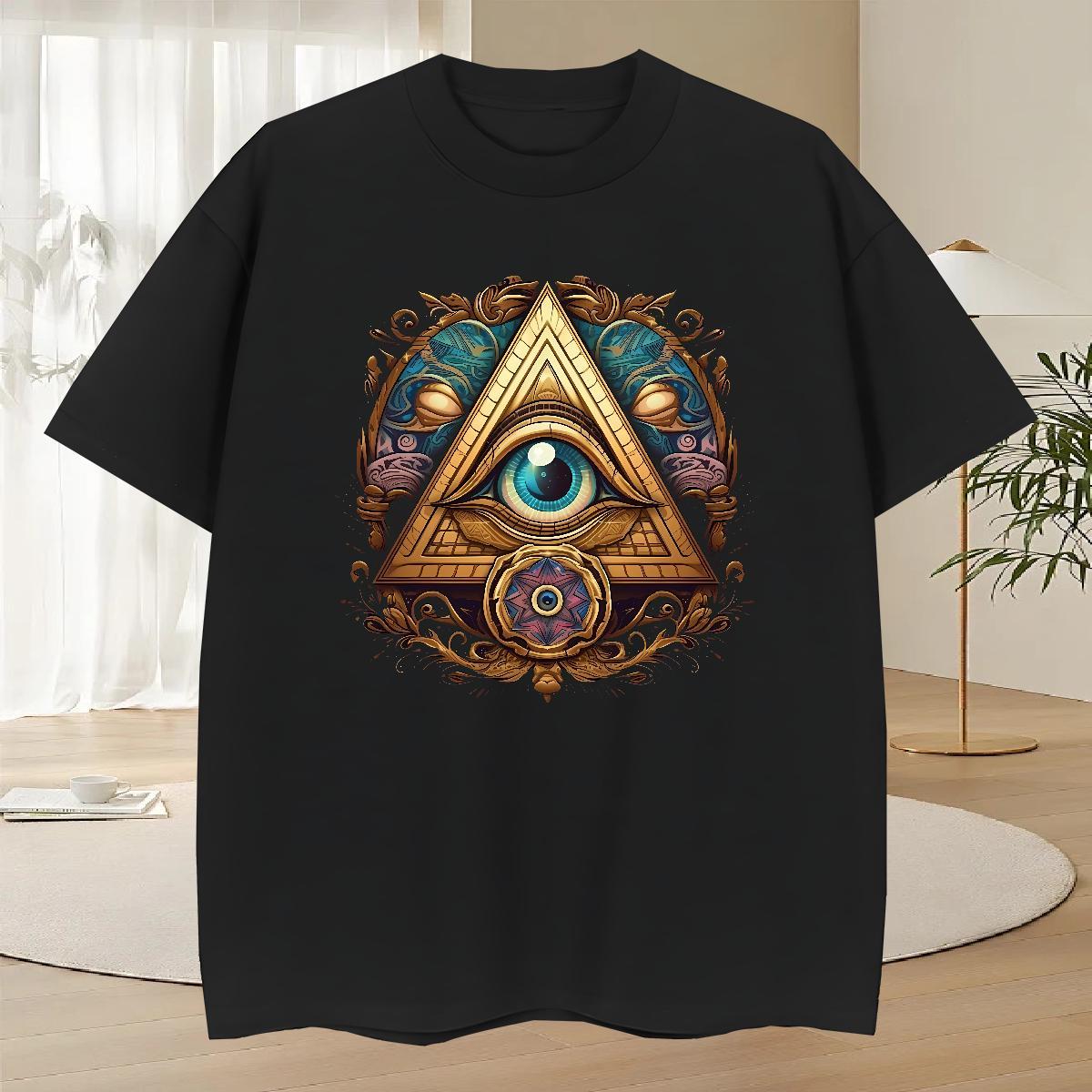 High Quality T Shirt For Man 100% Cotton 230g eye of the devil Outdoor DIY Printed Breathable Soft Tshirts Fashion Tops Shirt