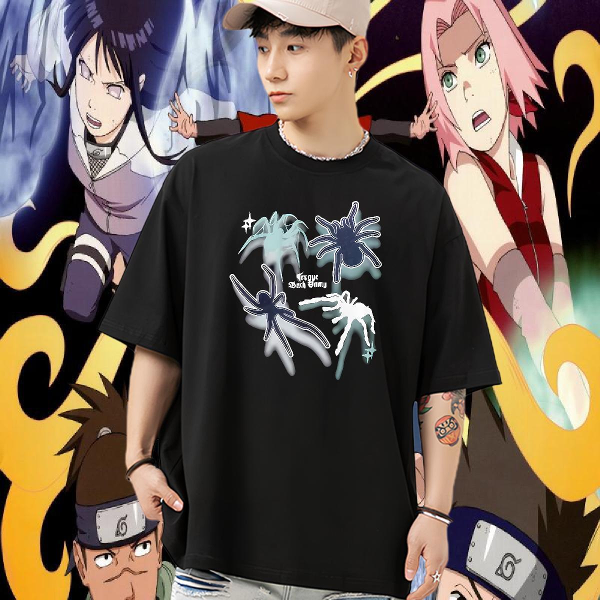 Fashion Men Clothes T-Shirt spider Street wear Hip Hop 230g Cotton Tees Breathable Cool T Shirt For Man Floral Print