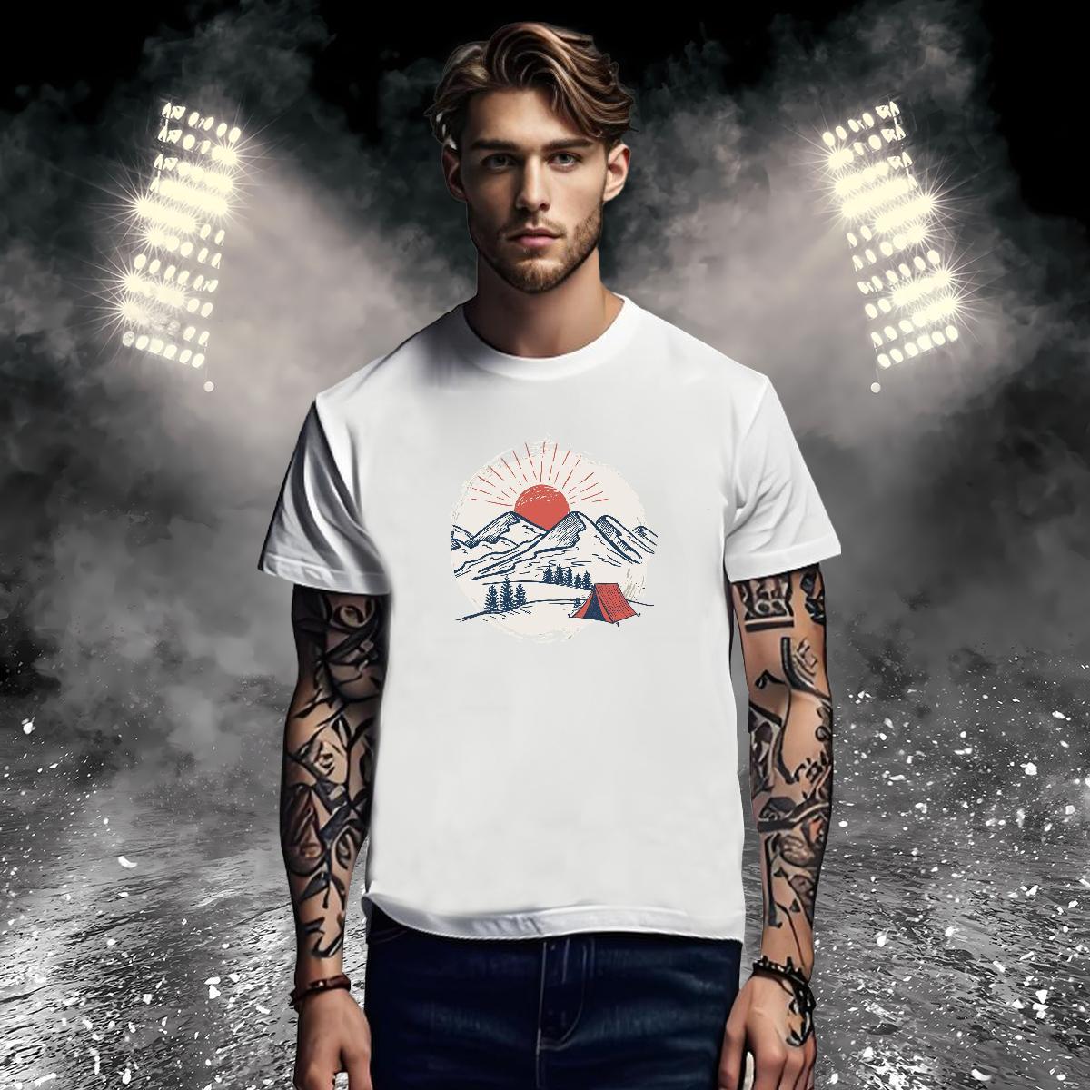 Popular T-Shirts 230g Pure Cotton mountains Hip Hop Street Customized Print Breathable Couples T Shirts DIY Polos