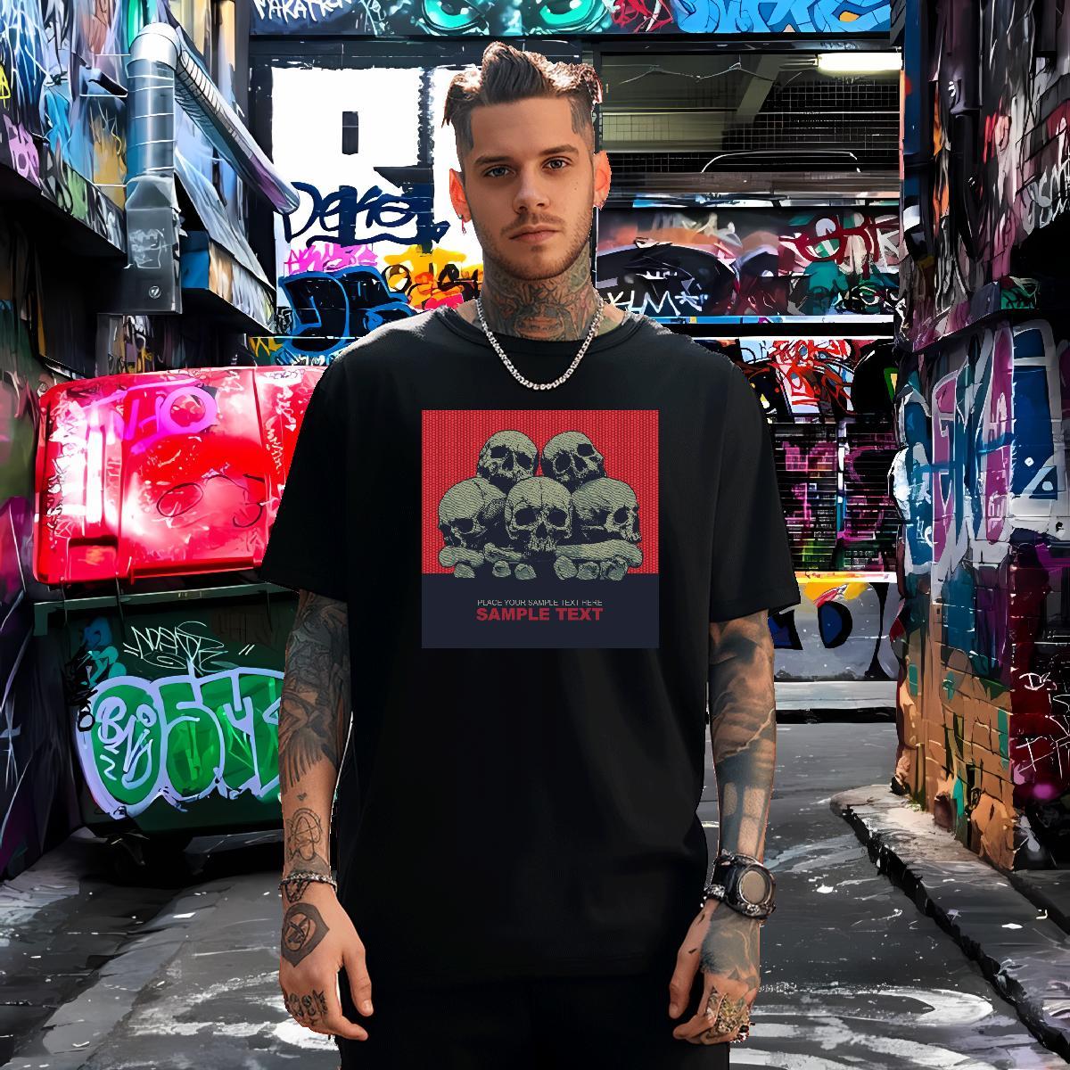 Unisex Men T Shirts 230g 100% Cotton skull Casual Custom Printed Breathable Crew Neck Couples T Shirts Free Shipping Top Tees