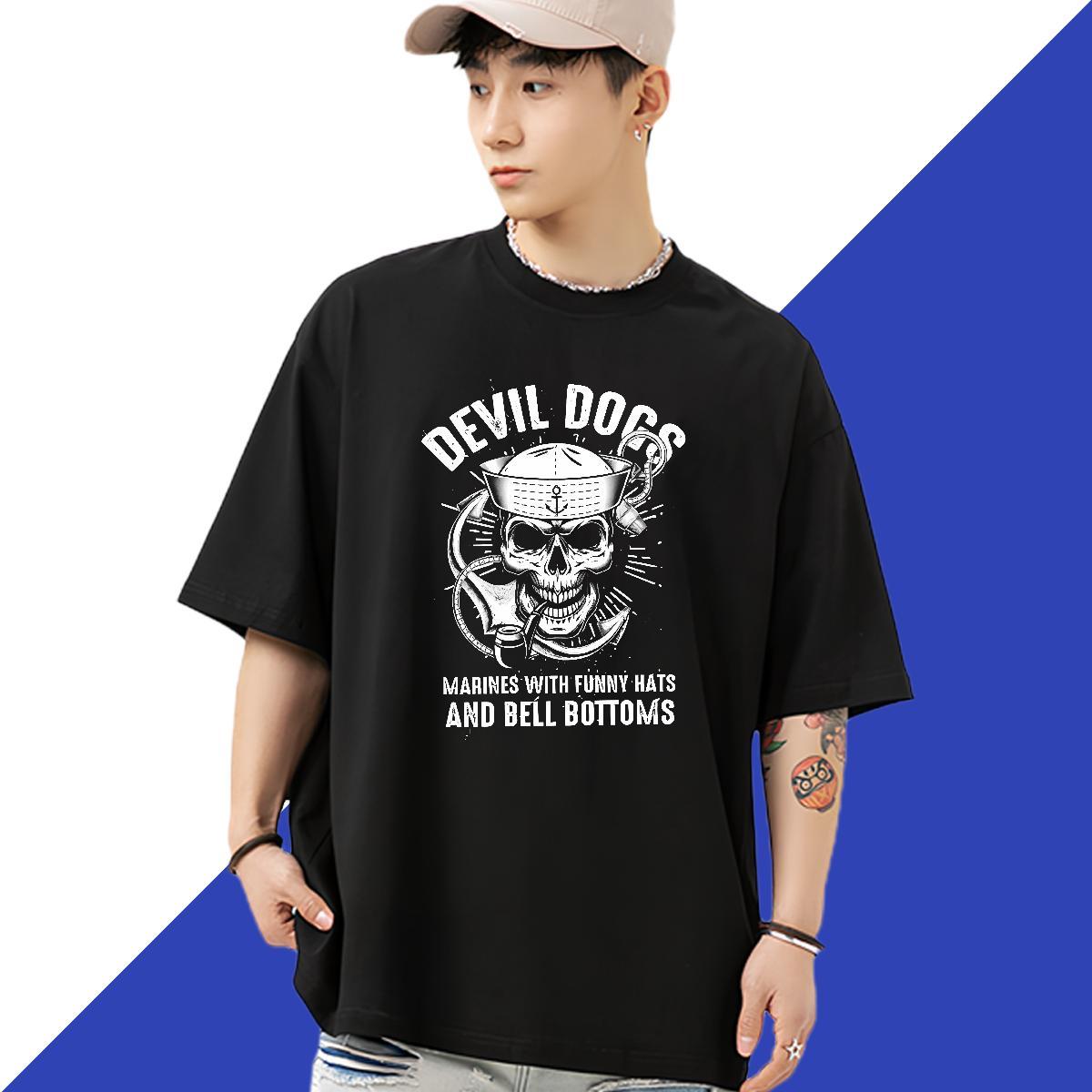 Soft T Shirt For Man 100% Cotton 230g letter Home Outdoor Skull Breathable Short Sleeve Couples T Shirts Custom Clothings