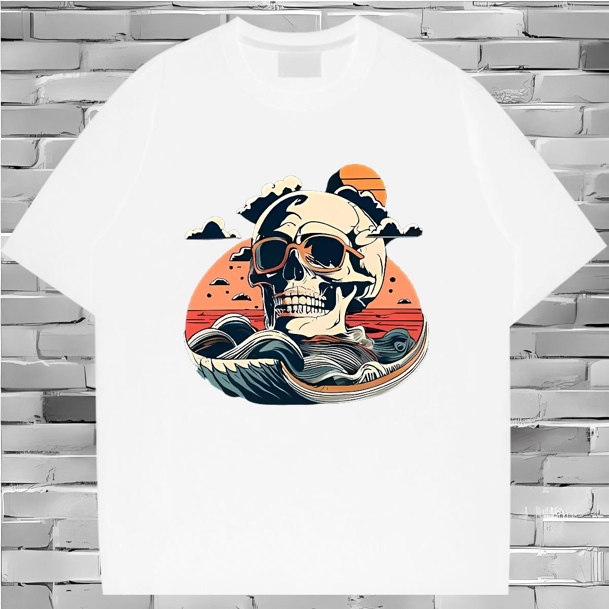 Classic Man T Shirts 100% Cotton 230g skull Casual Graphic Short Sleeve Soft Couples T Shirts Customized Tee Shirt