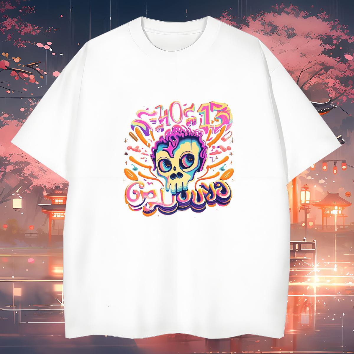 Classic Men T Shirts 230g 100% Cotton skull Daily Outfit DIY Logo Oversized Breathable Short Sleeve Men Tops Tees Designer Top Tees