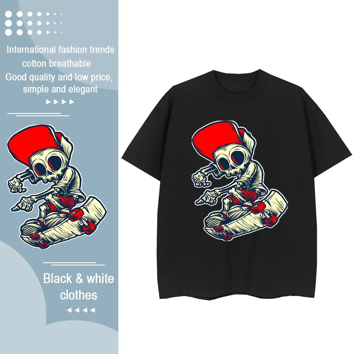 TOP Quality T Shirt For Man 230g Pure Cotton skull Home Outdoor Custom Printing Breathable Crew Neck Couples T Shirts Fashion Designer Tees
