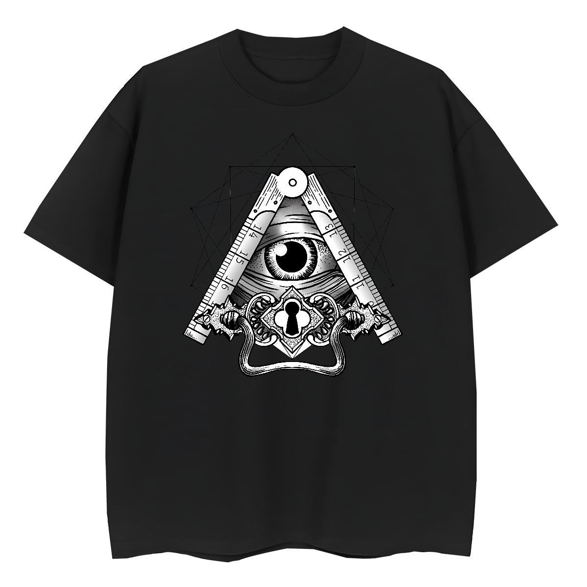 High Quality T Shirts Men 230g Cotton eye of the devil Sports Casual Asian Size Short Sleeve O-Neck Men Tops Tees 2024 New Polos