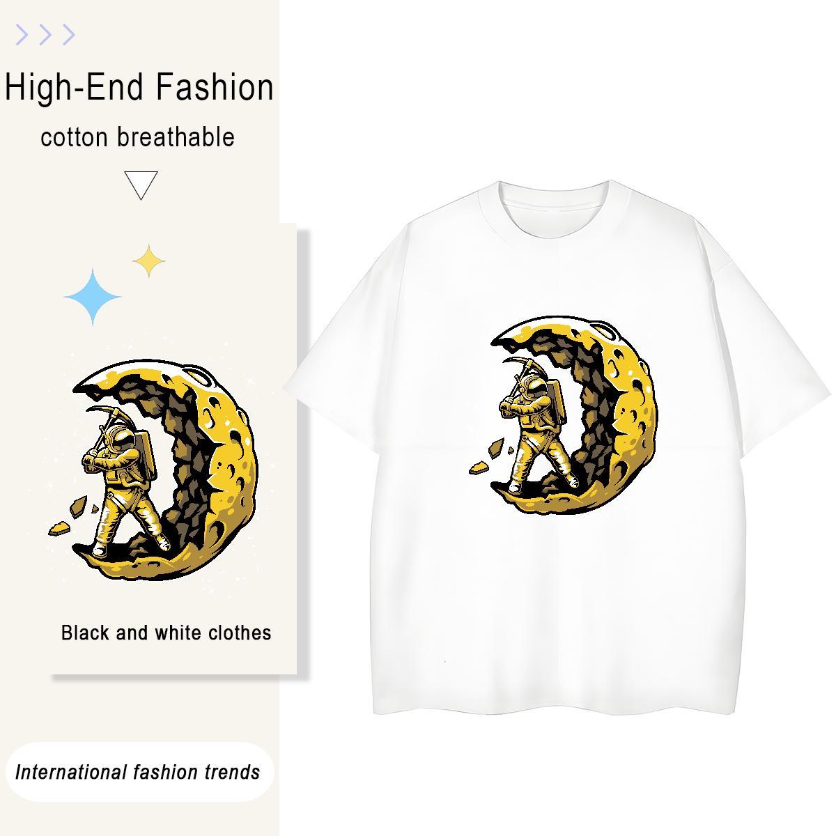 Designer Women Tees 230g 100% Cotton cosmonaut Daily Outfit Womens T Shirts Round Neck Short Sleeve Plus Size Custom Tees Shirts