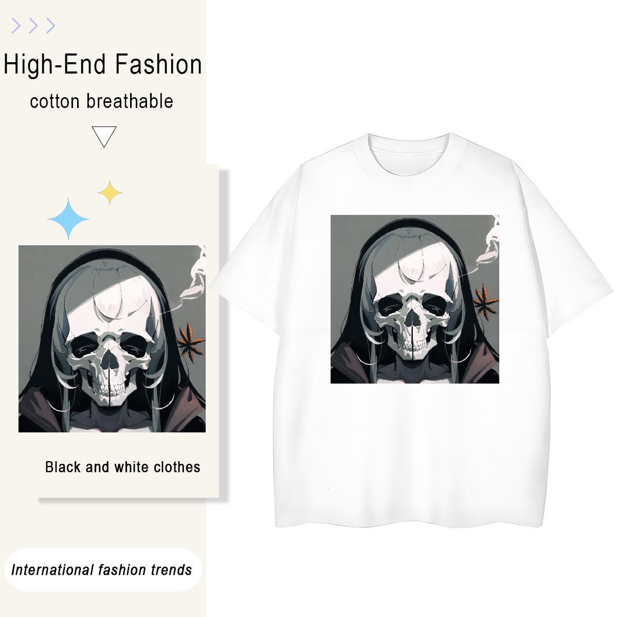 Brand Man T Shirts 230g Pure Cotton skull Daily Wear Asian Size Short Sleeve Soft Men Tees Designer Fashion Tops Tees