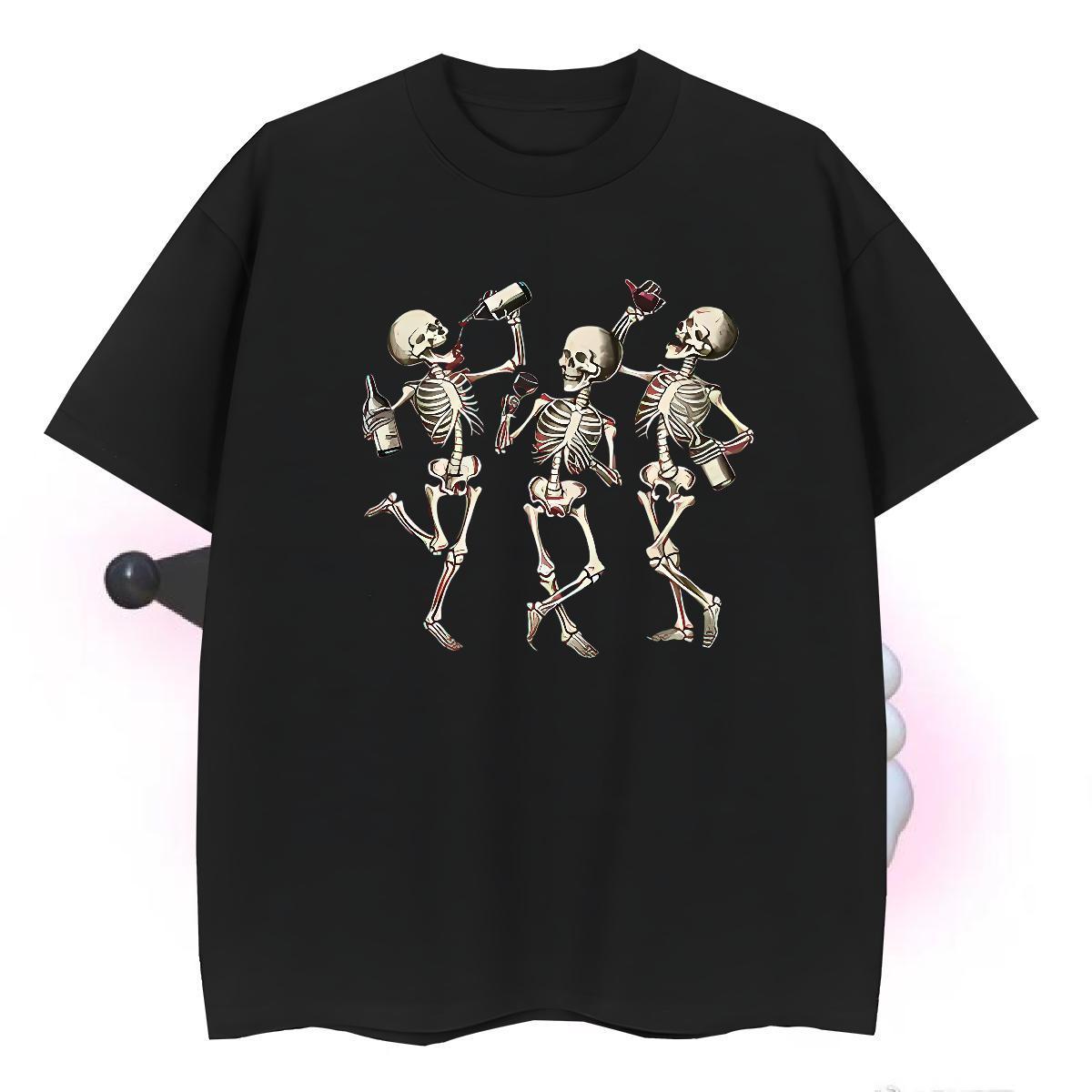 Brand Men T Shirts 230g 100% Cotton skull Spring Summer Custom Cartoon Crew Neck Breathable Men Clothes T-Shirt Customized Polos