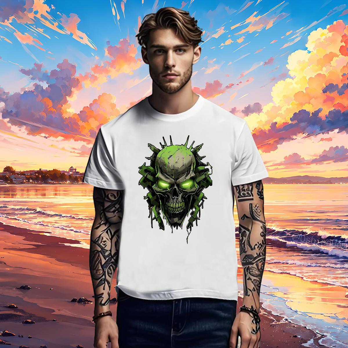 Designer Man T Shirts 100% Cotton 230g skull Street Casual Custom Printed Breathable Short Sleeve Men Tees 2024 DIY Tees Shirts