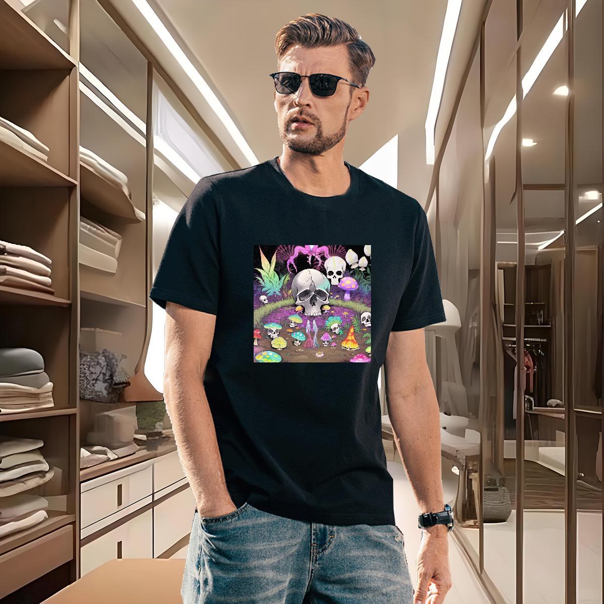 Loose Men T Shirts 100% Cotton 230g skull Sports Casual Graphic Crew Neck Breathable Tshirt for Man Woman 2024 Tees