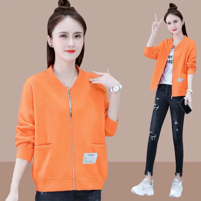 Womens Plus Size Womens Hoodie Womens Short Style Spring and Autumn Korean Loose Fit Slimming Ins Trendy Cardigan Jacket 240824