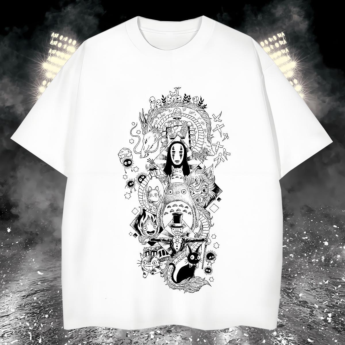 Free Shipping T Shirts Men 230g Cotton eye of the devil Street wear Hip Hop Custom Print Oversized Pure Cotton Men Tops Tees 2024 Tshirts