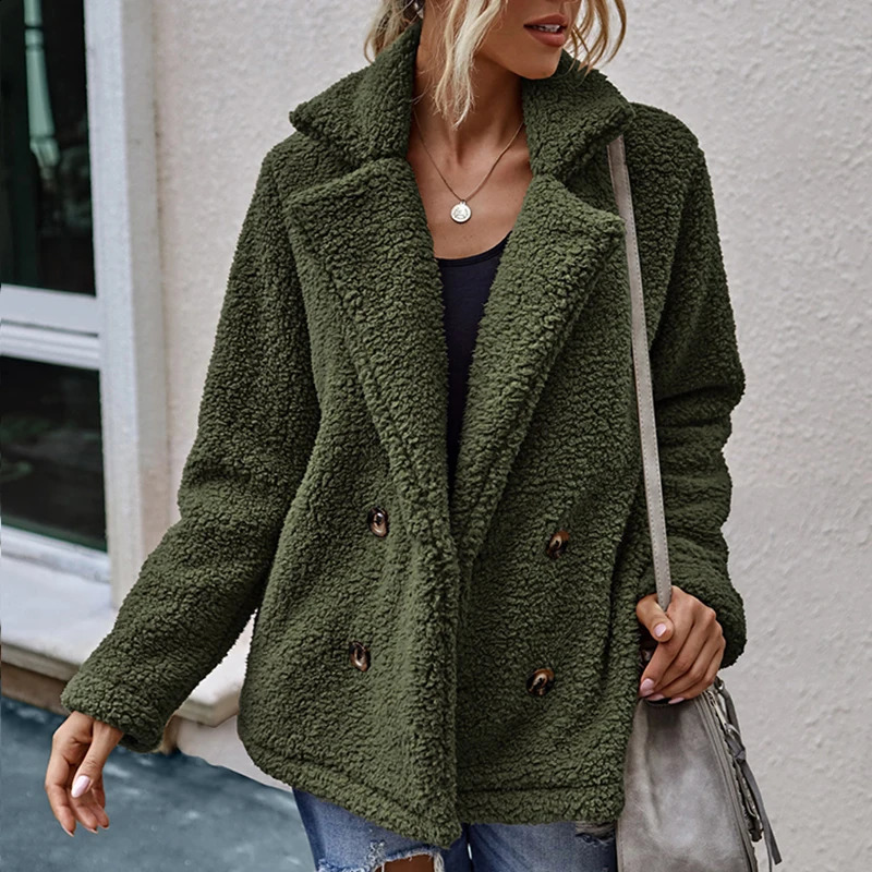 Plush Coat Womens Winter Jacket Fluffy Teddy Warm Artificial Wool Clothing Manto Women 240824