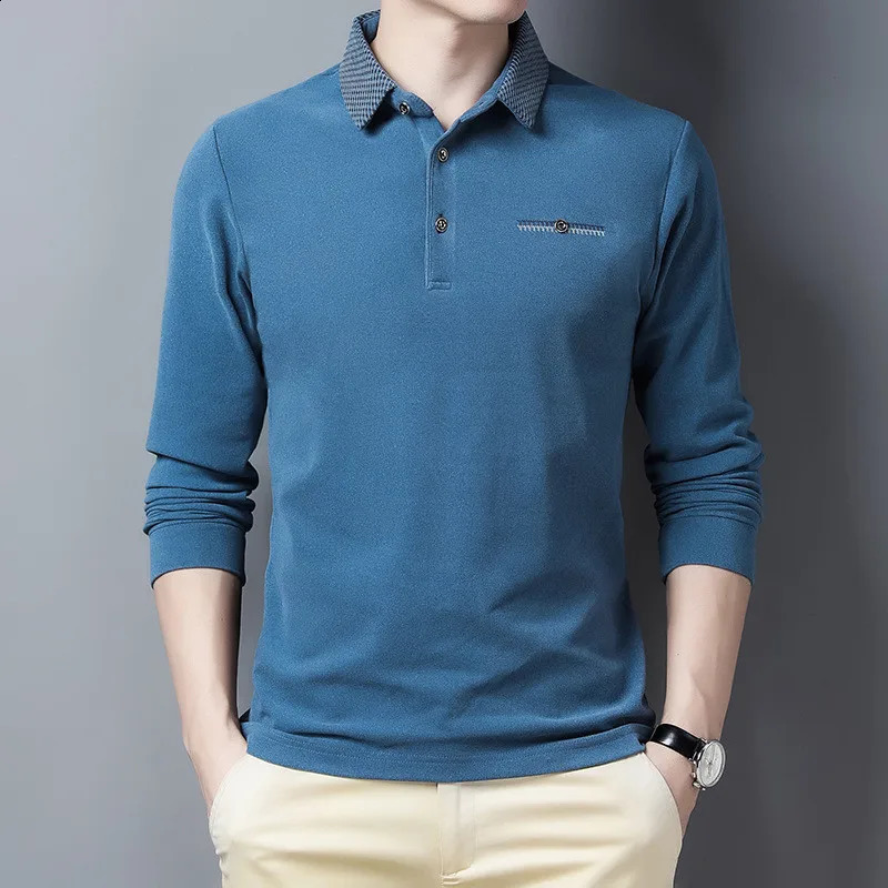 Ymwmhu Wine Red Polo Shirt for Men Long Sleeve Autumn and Spring Collared Shirt Solid Casual Polo Shirt Korean Fashion Clothing 240824
