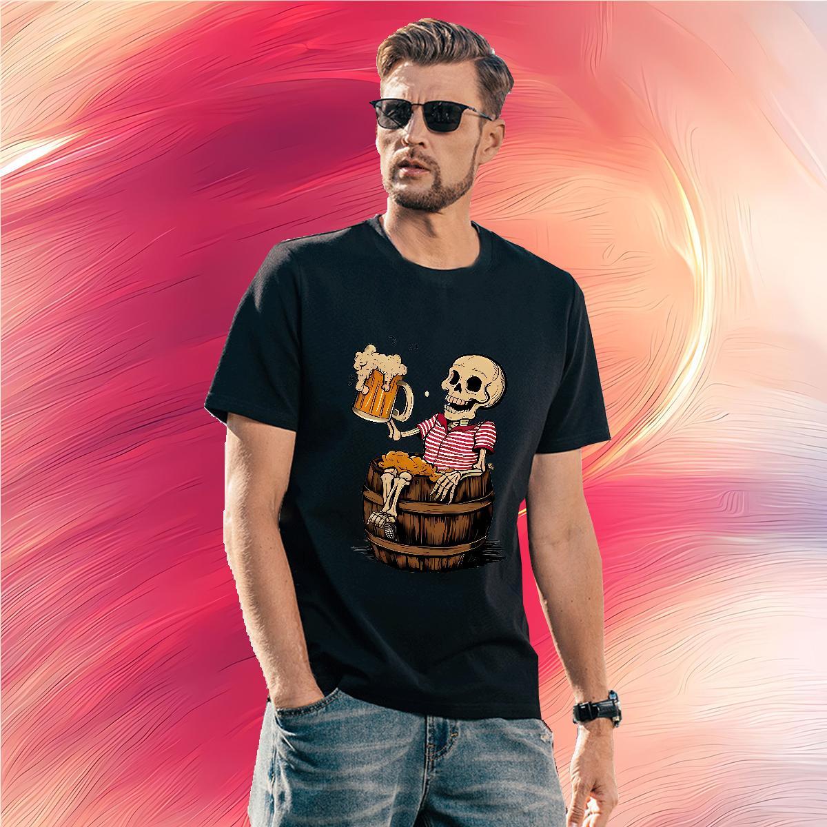 Wholesale T-Shirts for Men 230g Pure Cotton skullskull Hip Hop Street Plus Size Custom Round Neck Short Sleeve Tshirts Casual New Wear