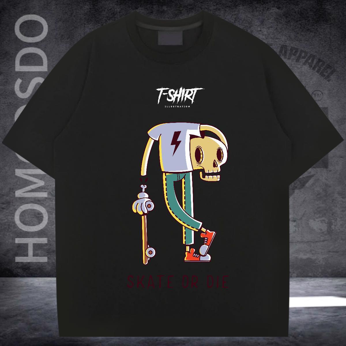 Free Shipping T-Shirts 230g Pure Cotton skull Daily Outfit Custom Big Size O-Neck Short Sleeve Couples T Shirts Casual New Tees
