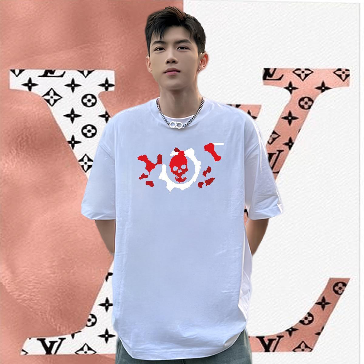 Comfortable Man T Shirts 230g 100% Cotton skull Hip Hop Street Custom Printed Breathable Crew Neck Men Clothes T-Shirt Fashion New Tees