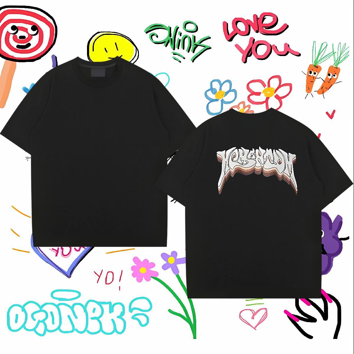 Free Shipping T Shirts Men 230g Cotton letter Outdoor Black White Breathable Crew Neck Men Clothes T-Shirt 2024 New Wear
