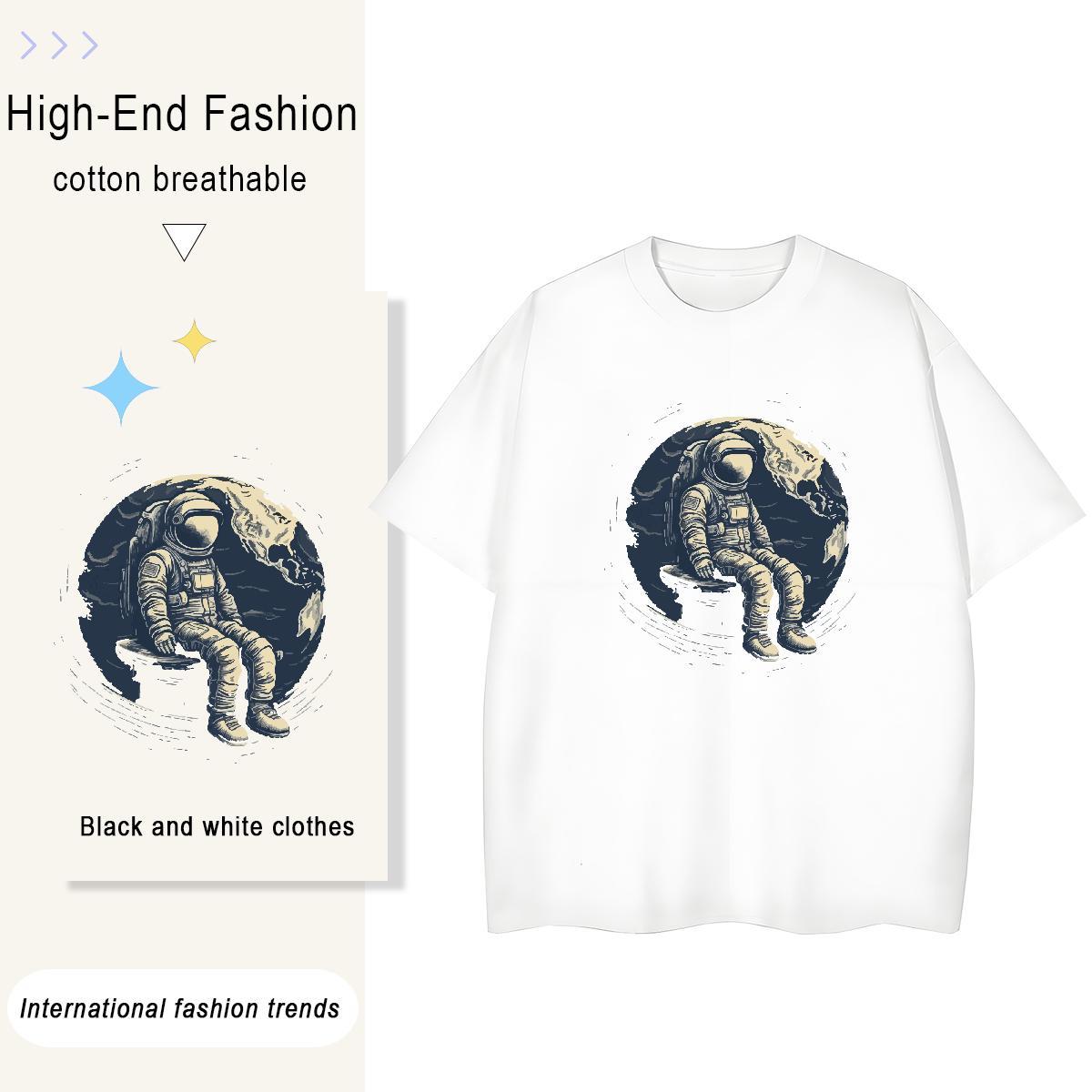 Comfortable Women Tees 230g 100% Cotton universe Daily Outfit T shirt Breathable Crew Neck Custom Printed Polos