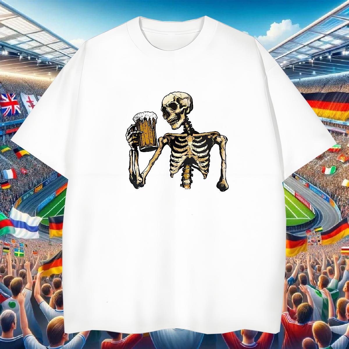 Loose Fit Man T Shirts 100% Cotton 230g beer Home Outdoor Custom Cartoon Short Sleeve Soft Men Tees 2024 Top Tees