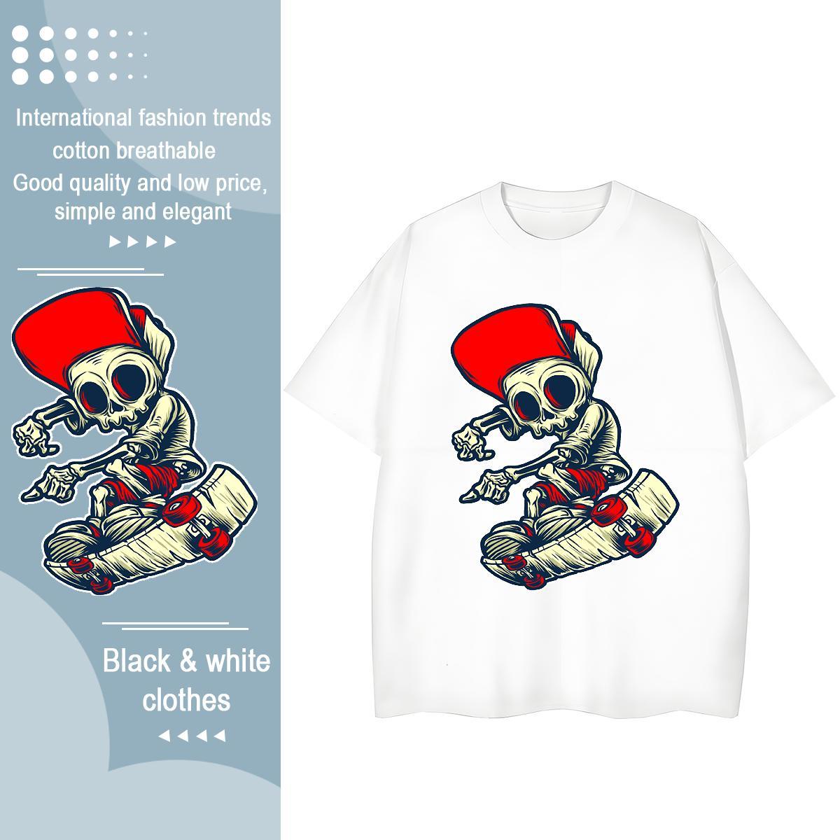 TOP Quality T Shirt For Man 230g Pure Cotton skull Home Outdoor Custom Printing Breathable Crew Neck Couples T Shirts Fashion Designer Tees