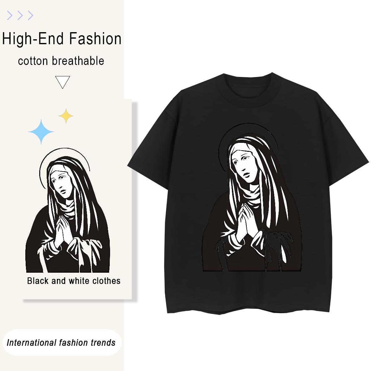 Loose Tshirt for Man Woman 230g Cotton nun Daily Outfit T shirt Short Sleeve O-Neck Black White Tshirts